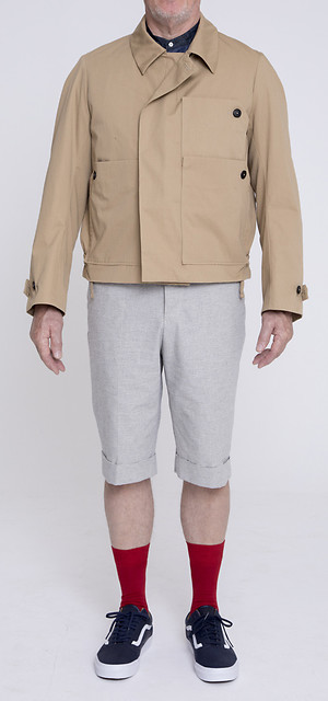 Double Breasted Blouson über Gatsby Narrow Hem Shorts