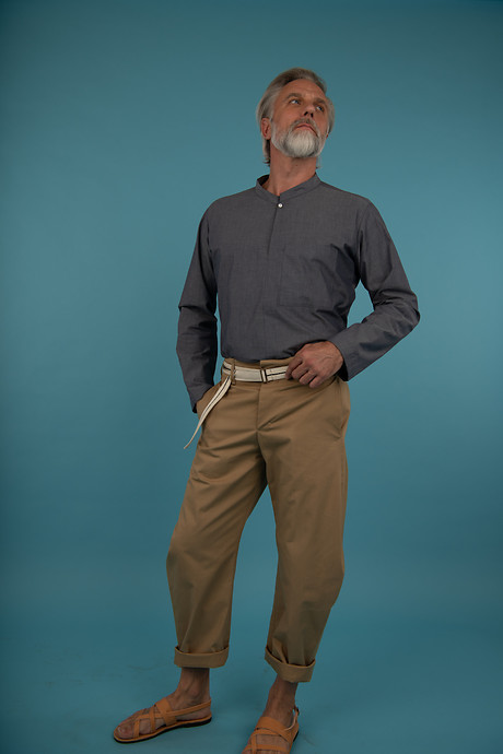Formal Tee with Stand Up Collar Sickel Leg Pant Formal Tee with Stand Up Collar Sickel Leg Pant