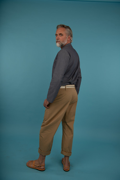 Formal Tee with Stand Up Collar Sickel Leg Pant Formal Tee with Stand Up Collar Sickel Leg Pant