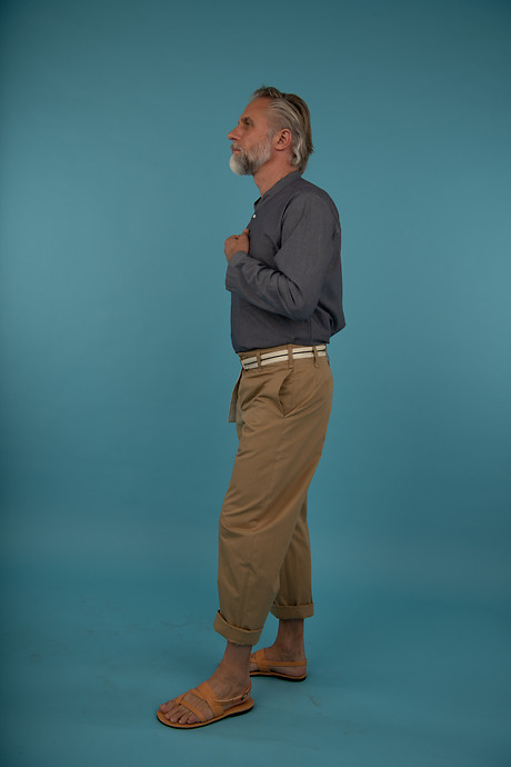 Formal Tee with Stand Up Collar Sickel Leg Pant Formal Tee with Stand Up Collar Sickel Leg Pant