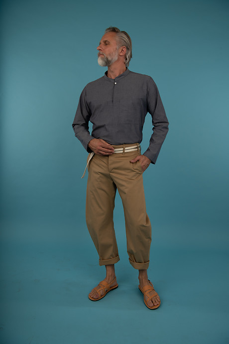 Formal Tee with Stand Up Collar Sickel Leg Pant Formal Tee with Stand Up Collar Sickel Leg Pant