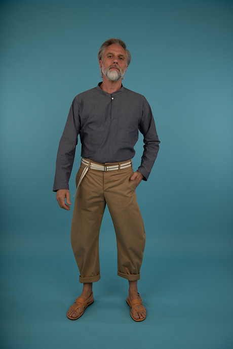 Formal Tee with Stand Up Collar Sickel Leg Pant Formal Tee with Stand Up Collar Sickel Leg Pant