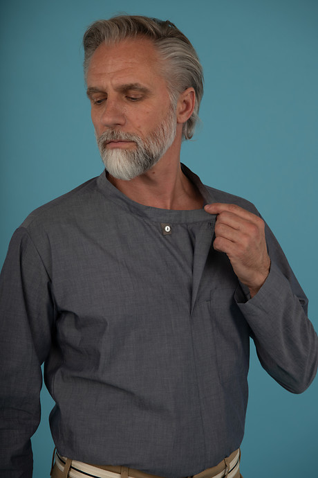 Formal Tee with Stand Up Collar Sickel Leg Pant Formal Tee with Stand Up Collar Sickel Leg Pant